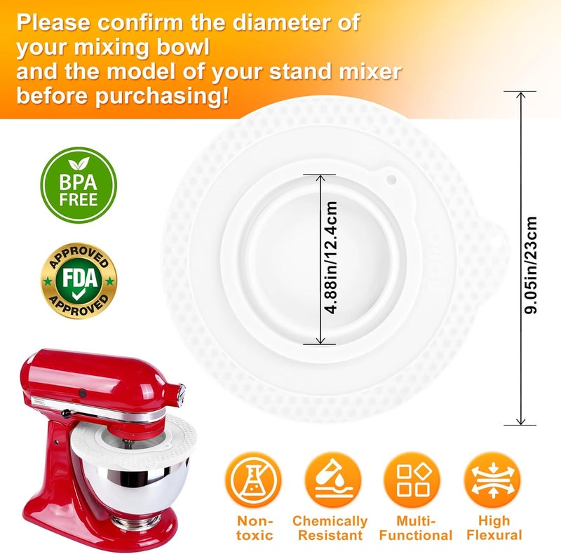 KIDOT Silicone Mixer Bowl Cover Compatible with KitchenAid 4.5-5 Quart Tilt-Head Stand Mixer, Mixer Bowl Lid to Prevent Spilling of Ingredients - Image 3